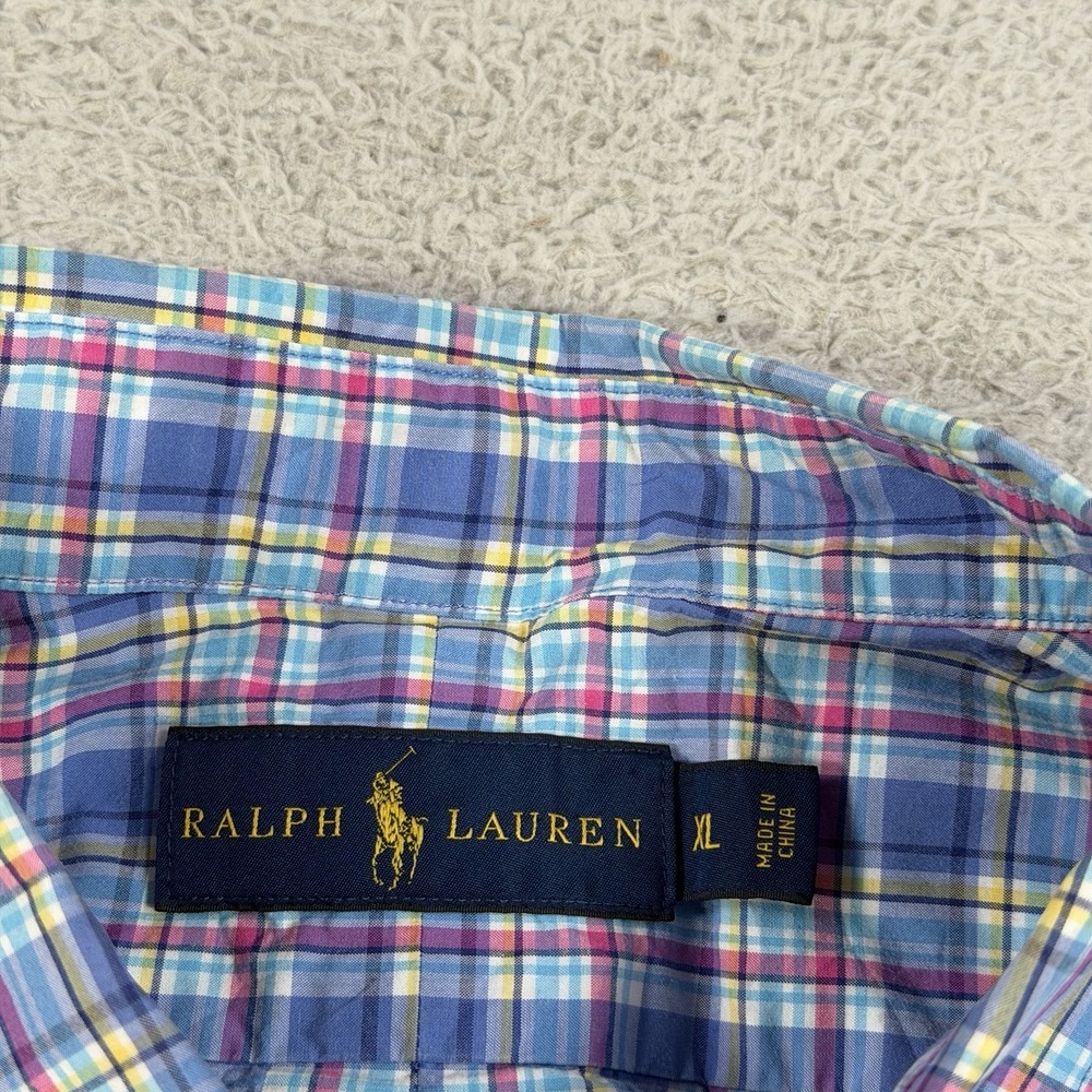 Polo Ralph Lauren Shirt Mens XL Blue Plaid Long Sleeve Button Down Pony Cotton - Picture 3 of 8